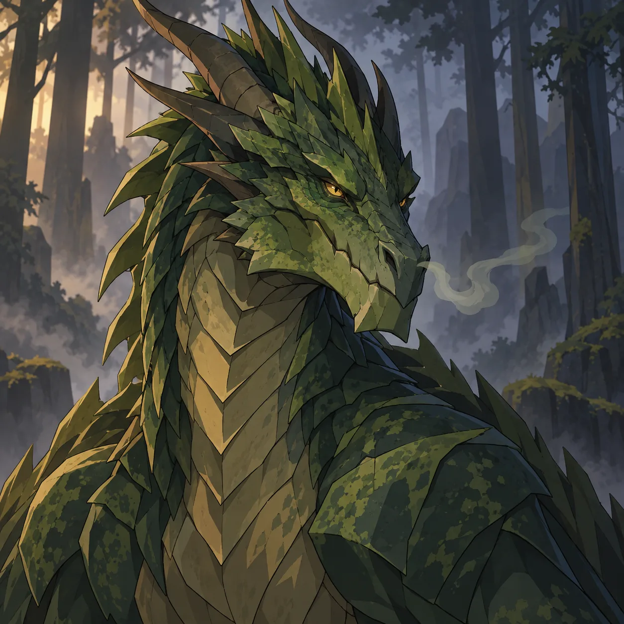 Ritratto di Drago verde adulto